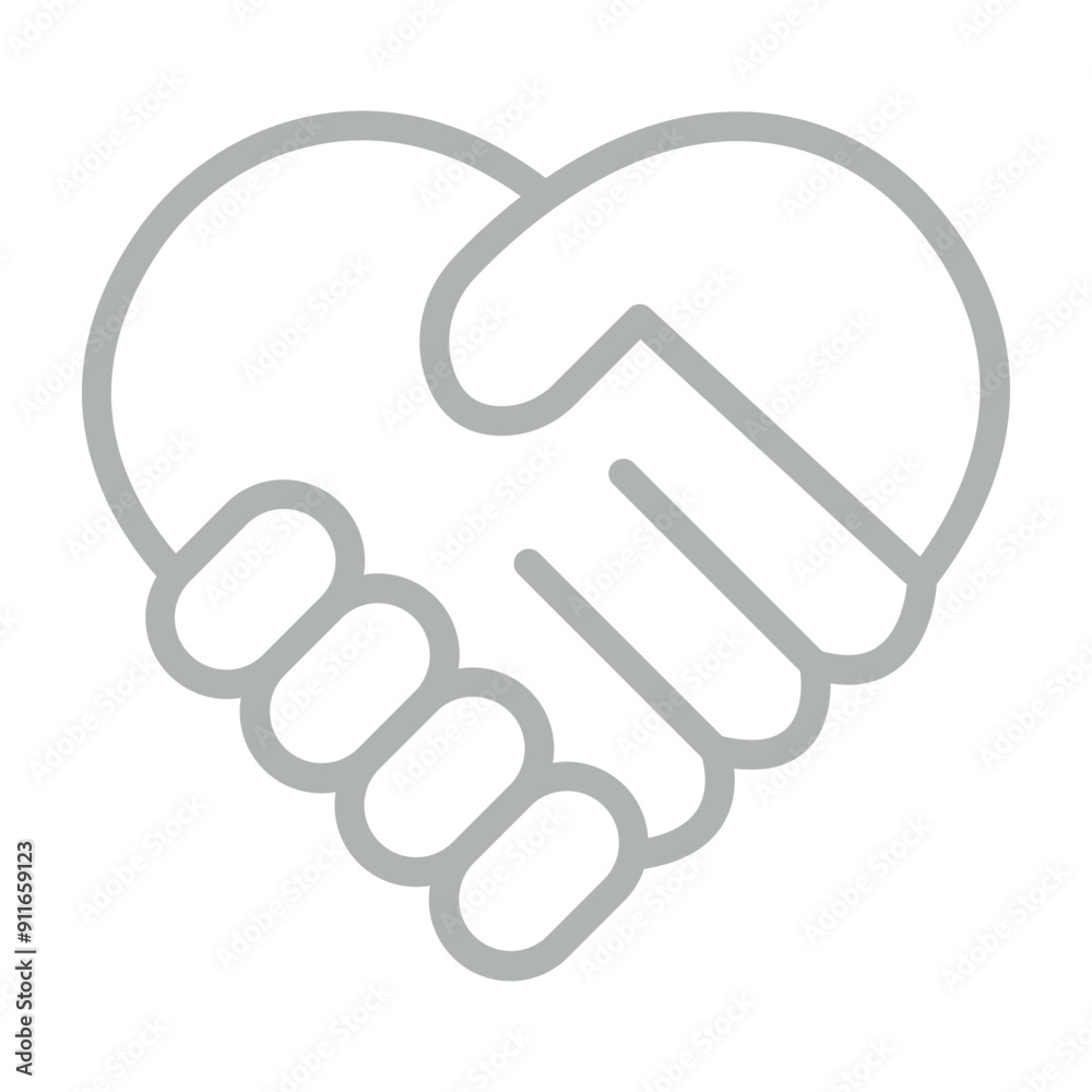 Heart with hand Vector Line Grey Icon Design Heart with hand Vector Line Grey Icon Design