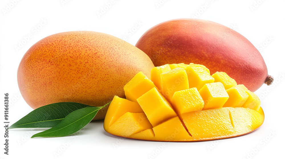 mango and sliced mango isolated on white background mango and sliced mango isolated on white background