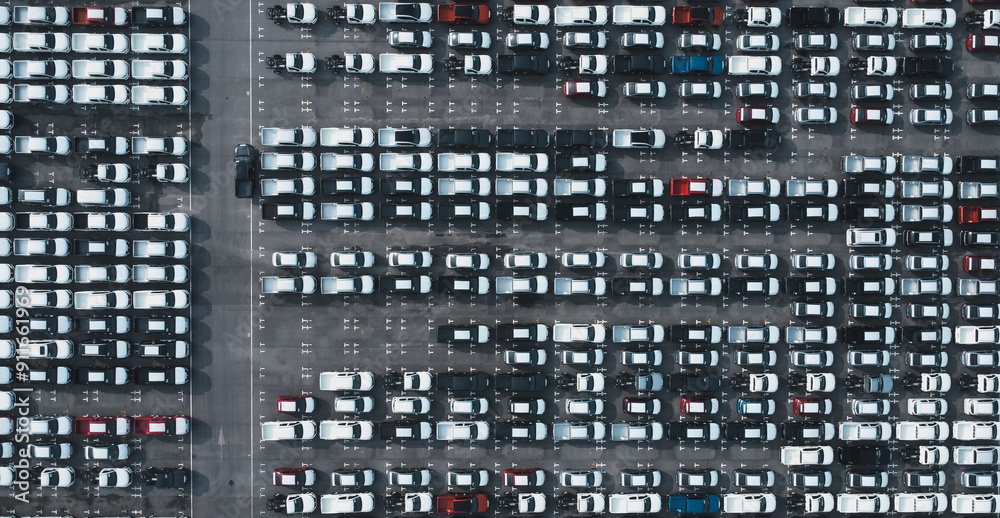 New cars are ready for shipment at the port, supporting worldwide import and export. New cars are ready for shipment at the port, supporting worldwide import and export.