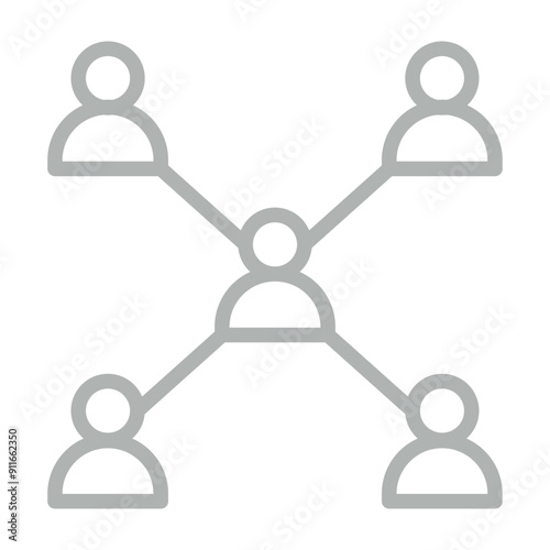 Connecting People Vector Line Grey Icon Design