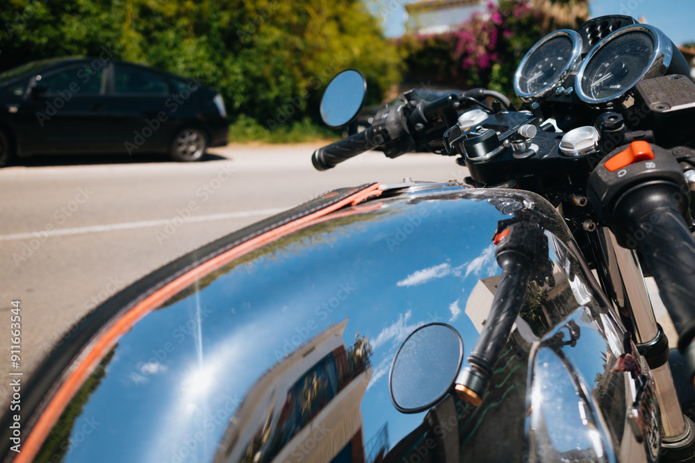 Reflected Motorcycle Tank Detail Reflected Motorcycle Tank Detail