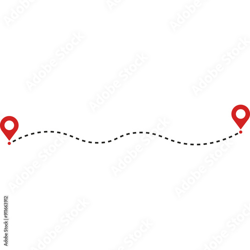Location Map Path Distance, Travel Path Icon