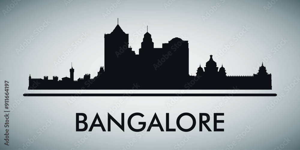 The city skyline. Bangalore. Silhouettes of buildings. Vector on a gray background The city skyline. Bangalore. Silhouettes of buildings. Vector on a gray background