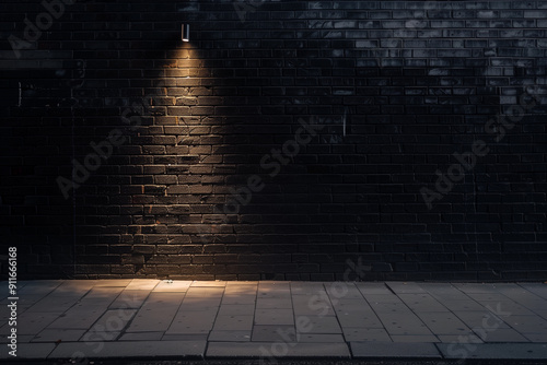 Obraz na płótnie Frontal View Of A Black Brick Wall At Night w salonie