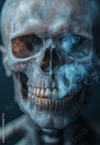 Smoking Skeleton, Representing the Grim Effects of Smoking and Health Deterioration photo