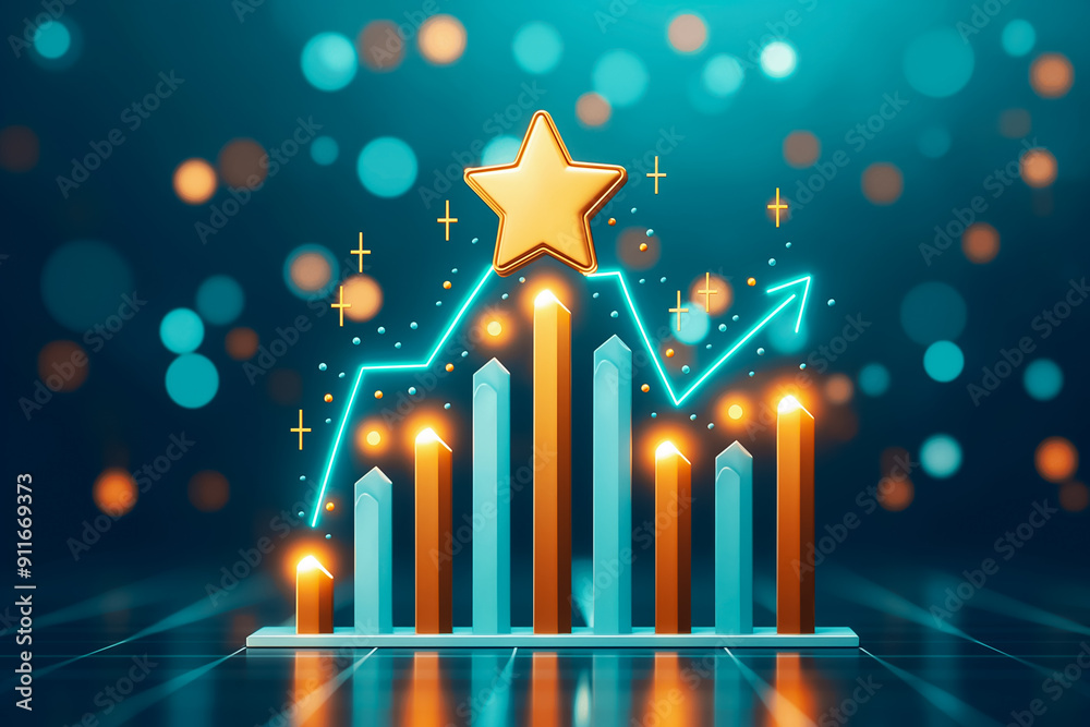 Dynamic Growth Chart that features a vibrant Star and Bokeh Background, symbolizing Business Success and ongoing progress Dynamic Growth Chart that features a vibrant Star and Bokeh Background, symbolizing Business Success and ongoing progress