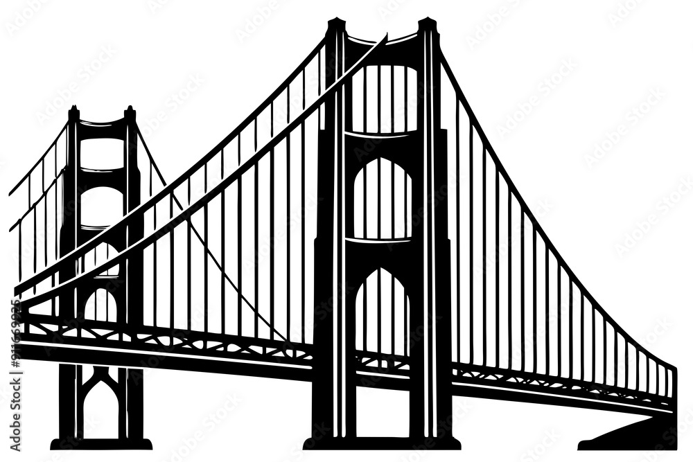 Golden gate bridge silhouette. bridge vector silhouette illustration Golden gate bridge silhouette. bridge vector silhouette illustration