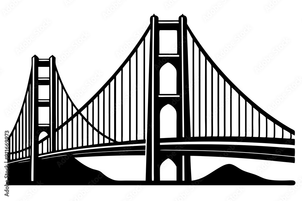 Golden gate bridge silhouette. bridge vector silhouette illustration Golden gate bridge silhouette. bridge vector silhouette illustration