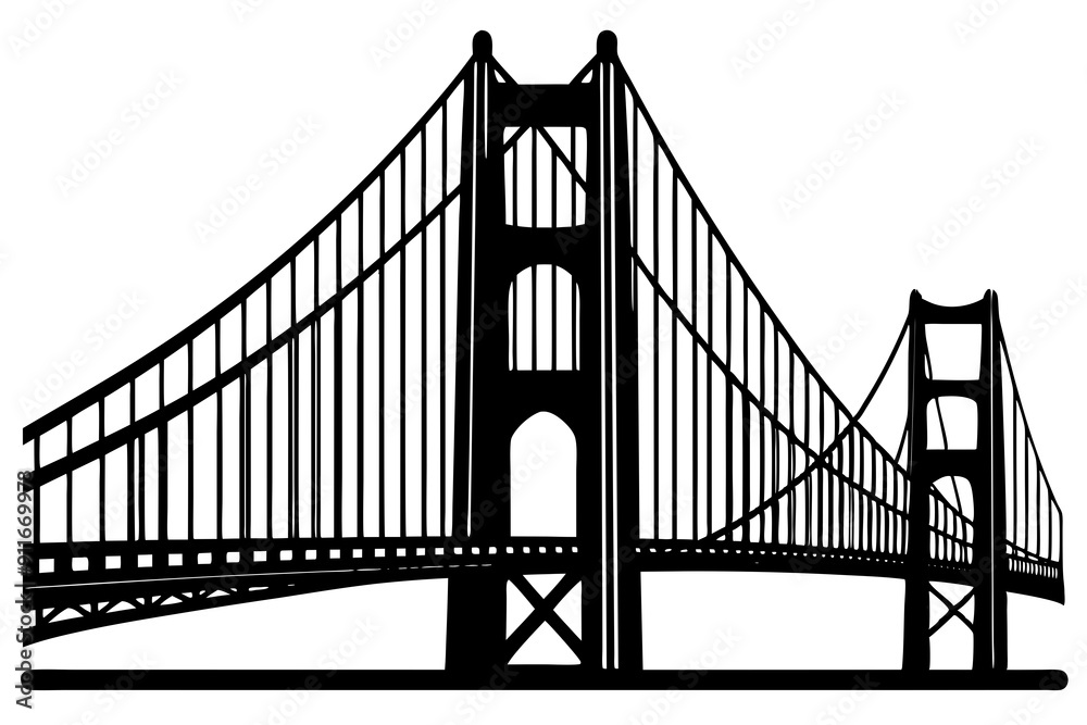 Golden gate bridge silhouette. bridge vector silhouette illustration Golden gate bridge silhouette. bridge vector silhouette illustration
