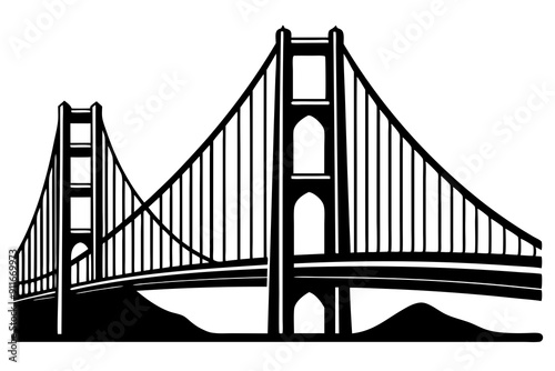 Golden gate bridge silhouette. bridge vector silhouette illustration