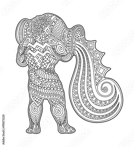 Beautiful coloring book page with strong aquarius