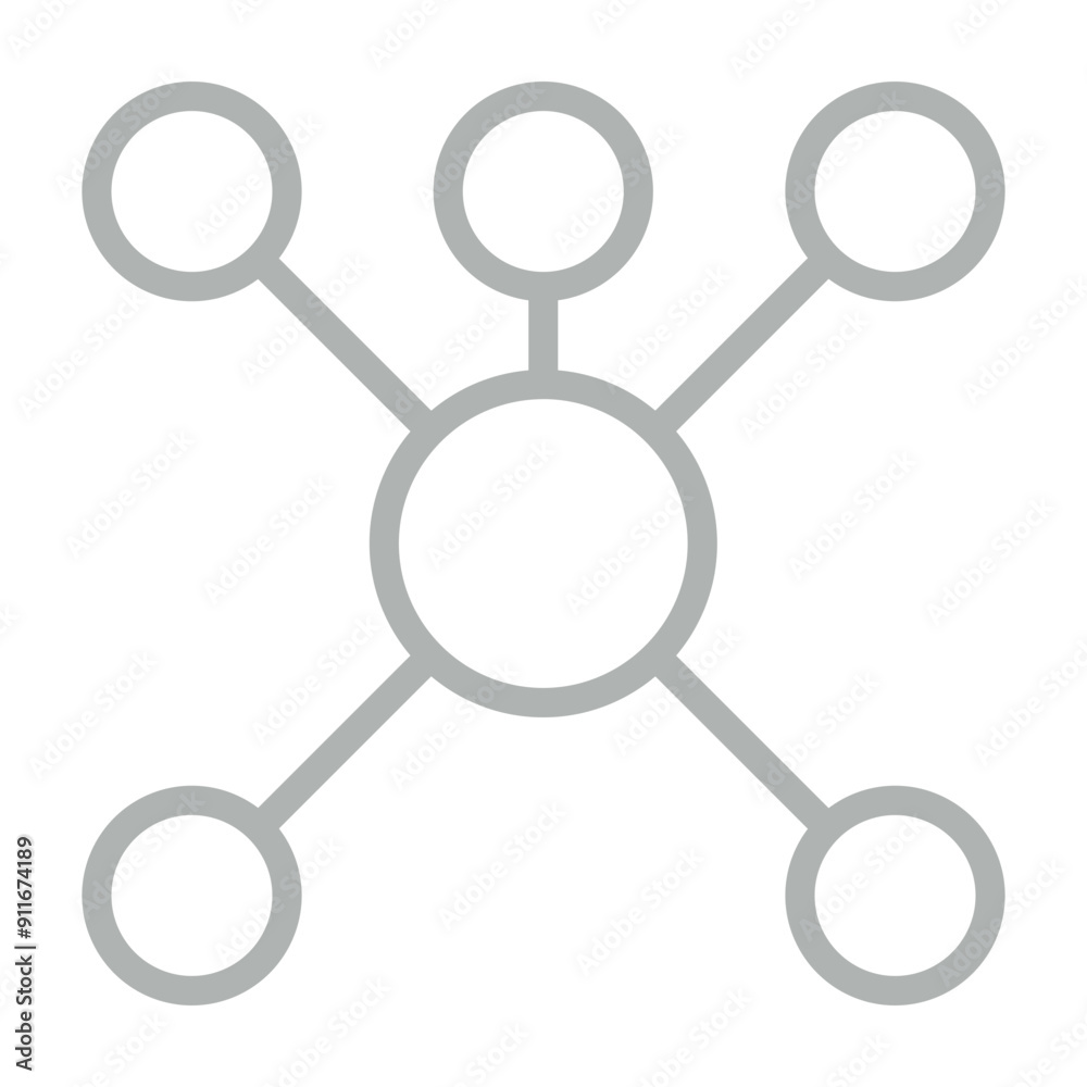 Mind Map Vector Line Grey Icon Design Mind Map Vector Line Grey Icon Design