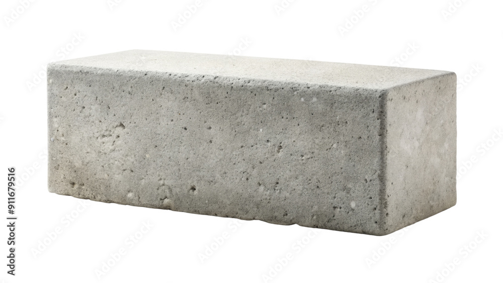 Solid gray concrete brick on display isolated on a transparent background. Solid gray concrete brick on display isolated on a transparent background.