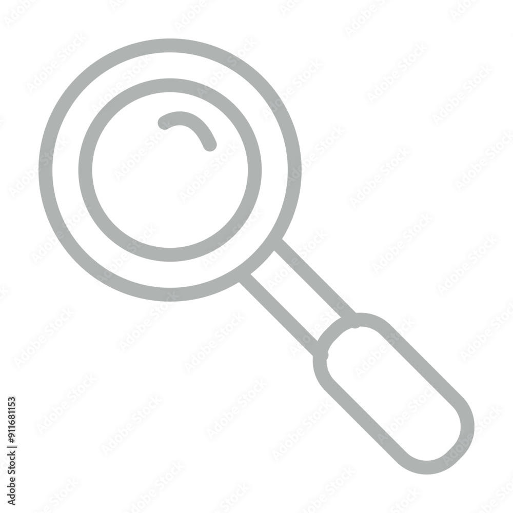 Magnifying Glass Vector Line Grey Icon Design