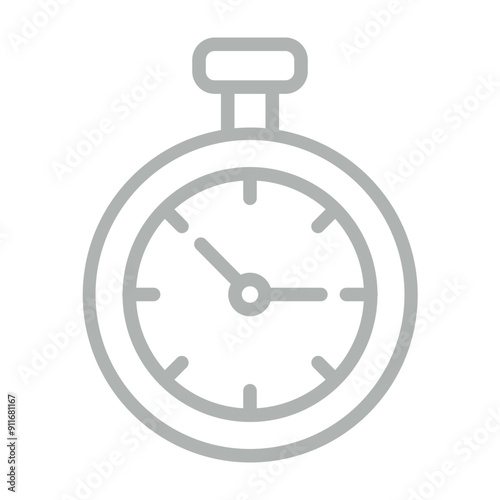 Clock Vector Line Grey Icon Design