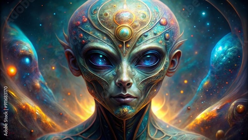 Cosmic Being, Digital Art, Alien, Galaxy, Portrait , alien art, digital painting