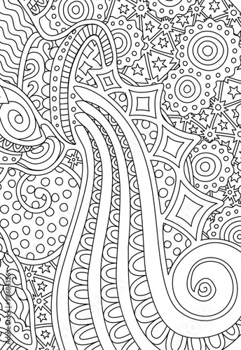 Coloring book page with jug and streaming water