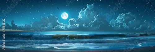 Thunderhead with The Blue Skies, Moon ,Night Scenery, Cloud, Tree -Anime Style Photo Background Wallpaper photo