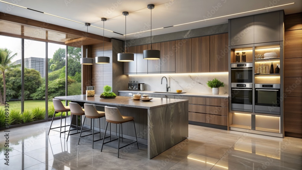 Modern Kitchen Island with Natural Light and Island Seating, kitchen ...