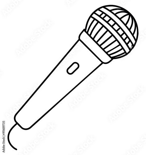 Simple outline microphone isolated icon. Vector illustration