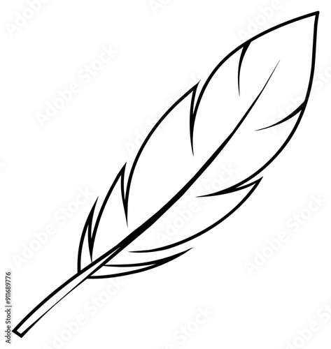 Simple outline feather isolated icon. Vector illustration