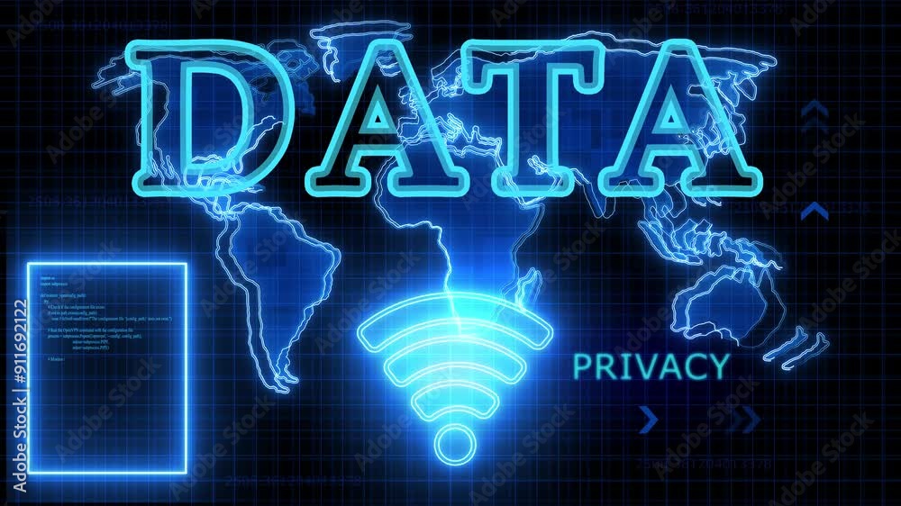 Data text with technology world map . Wi-Fi wireless mobile connection and internet hotspot symbols over world map. Data text with technology world map . Wi-Fi wireless mobile connection and internet hotspot symbols over world map.