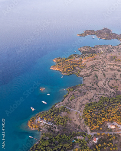 Aerial views of Porto Cheli, Greece