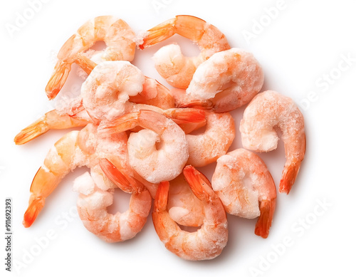 a lots Frozen fresh shrimp isolated on white background