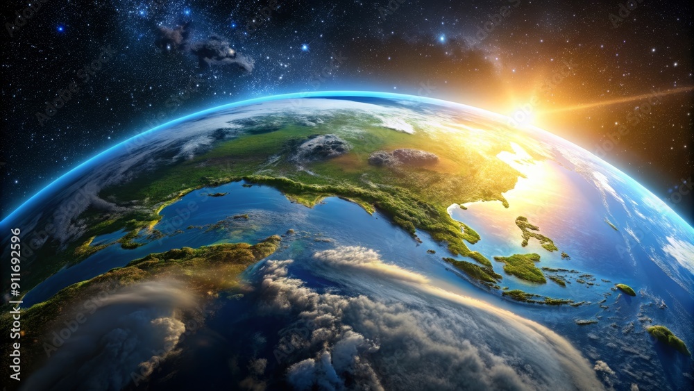 Sunrise Over Earth, Digital Painting, Earth From Space, Clouds, Galaxy, sunrise, earth Sunrise Over Earth, Digital Painting, Earth From Space, Clouds, Galaxy, sunrise, earth