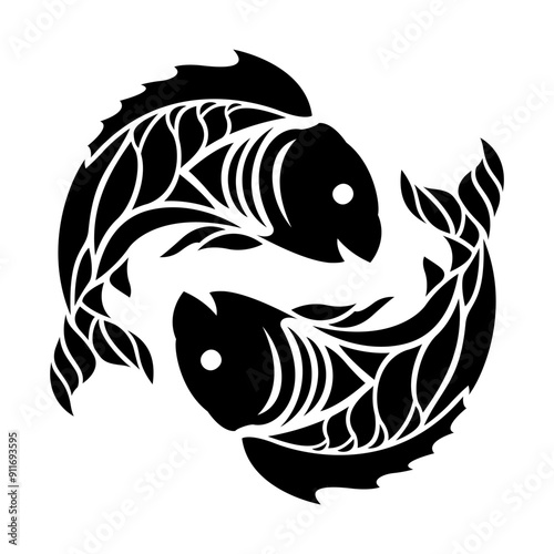 Tribal tattoo art with zodiac sign pisces