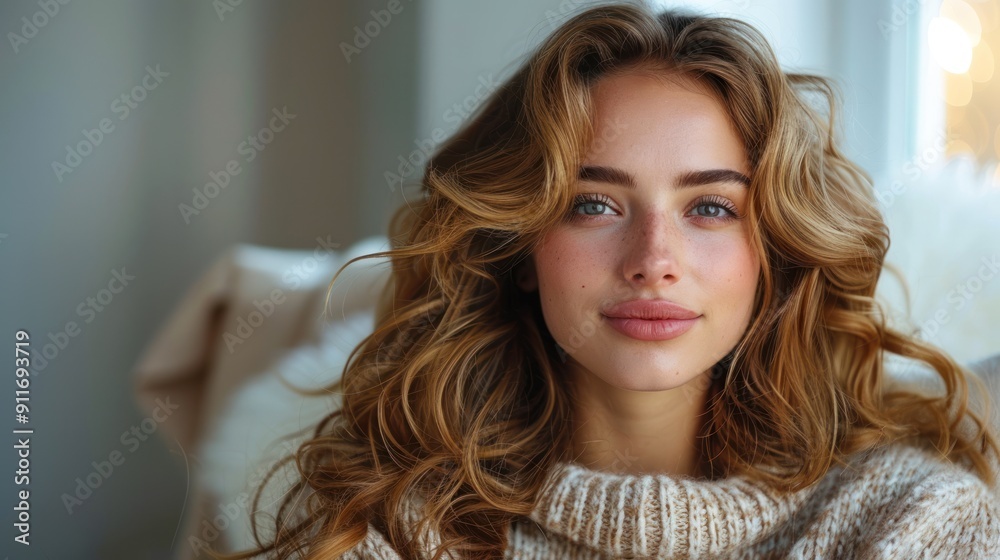 Beautiful Woman with Curly Blonde Hair Beautiful Woman with Curly Blonde Hair