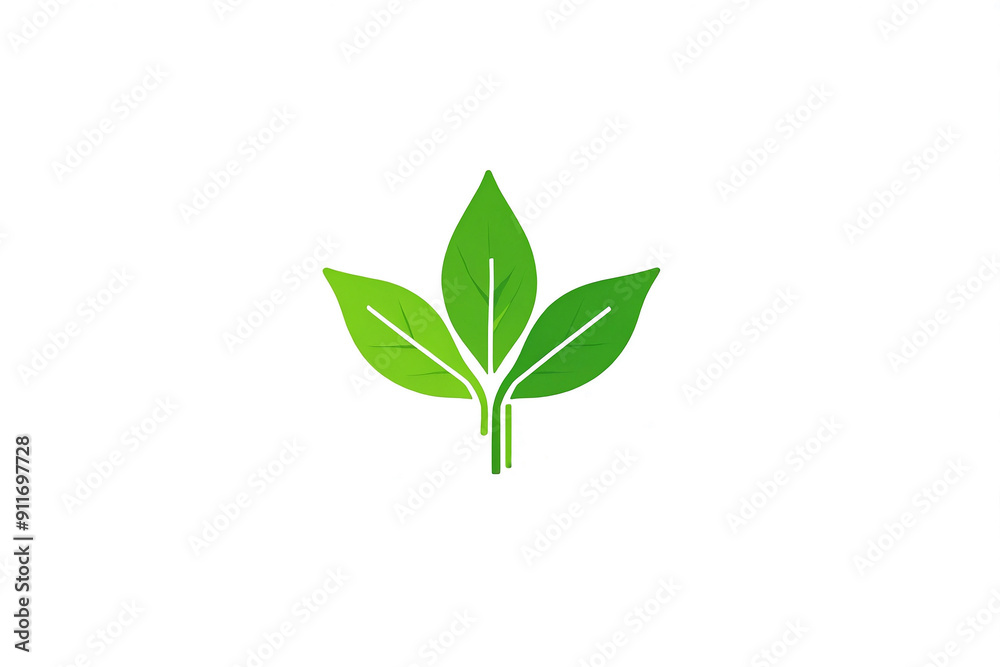 Logo in the Shape of a Green Leaf on White Background Logo in the Shape of a Green Leaf on White Background