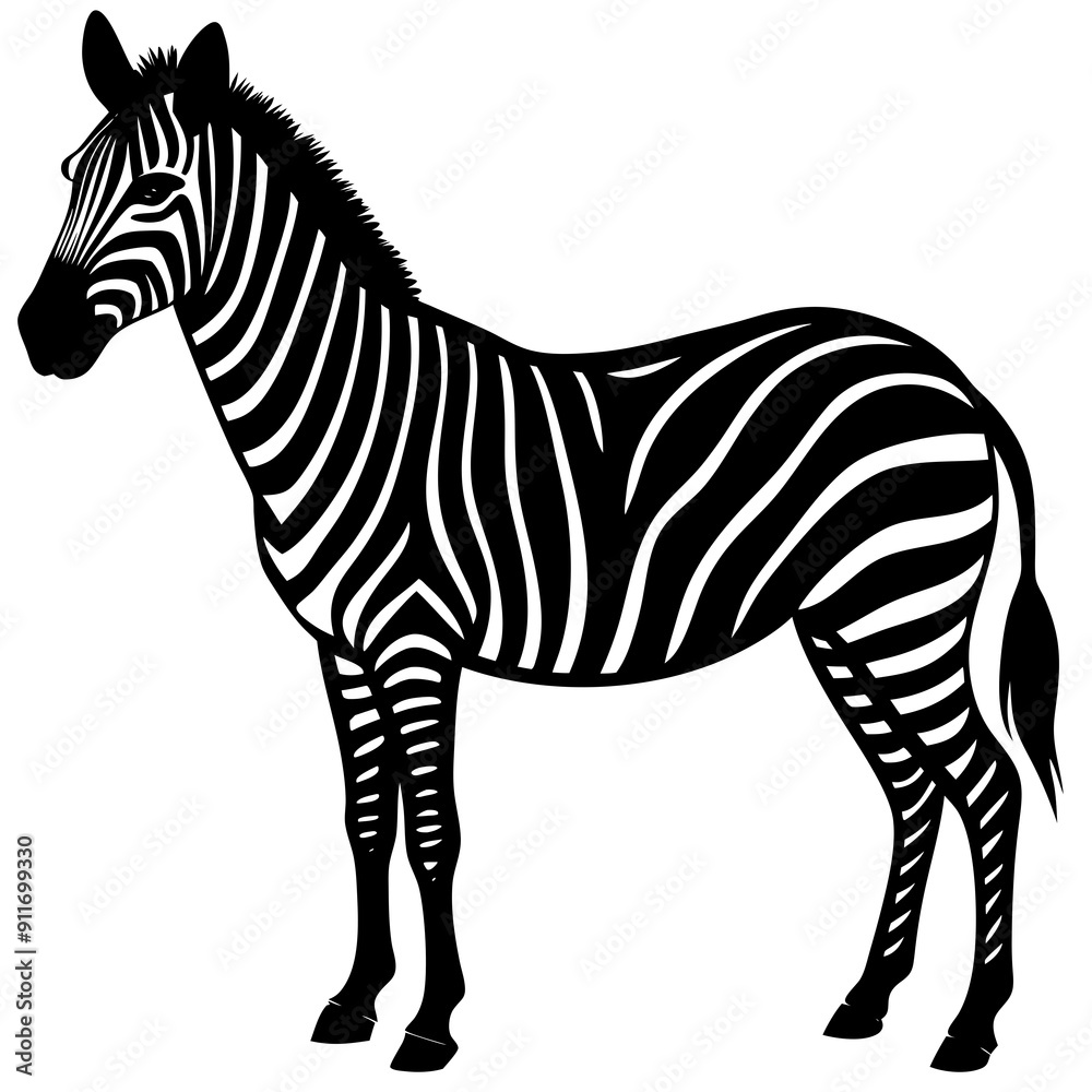 Obraz premium Zebra vector silhouette on white background