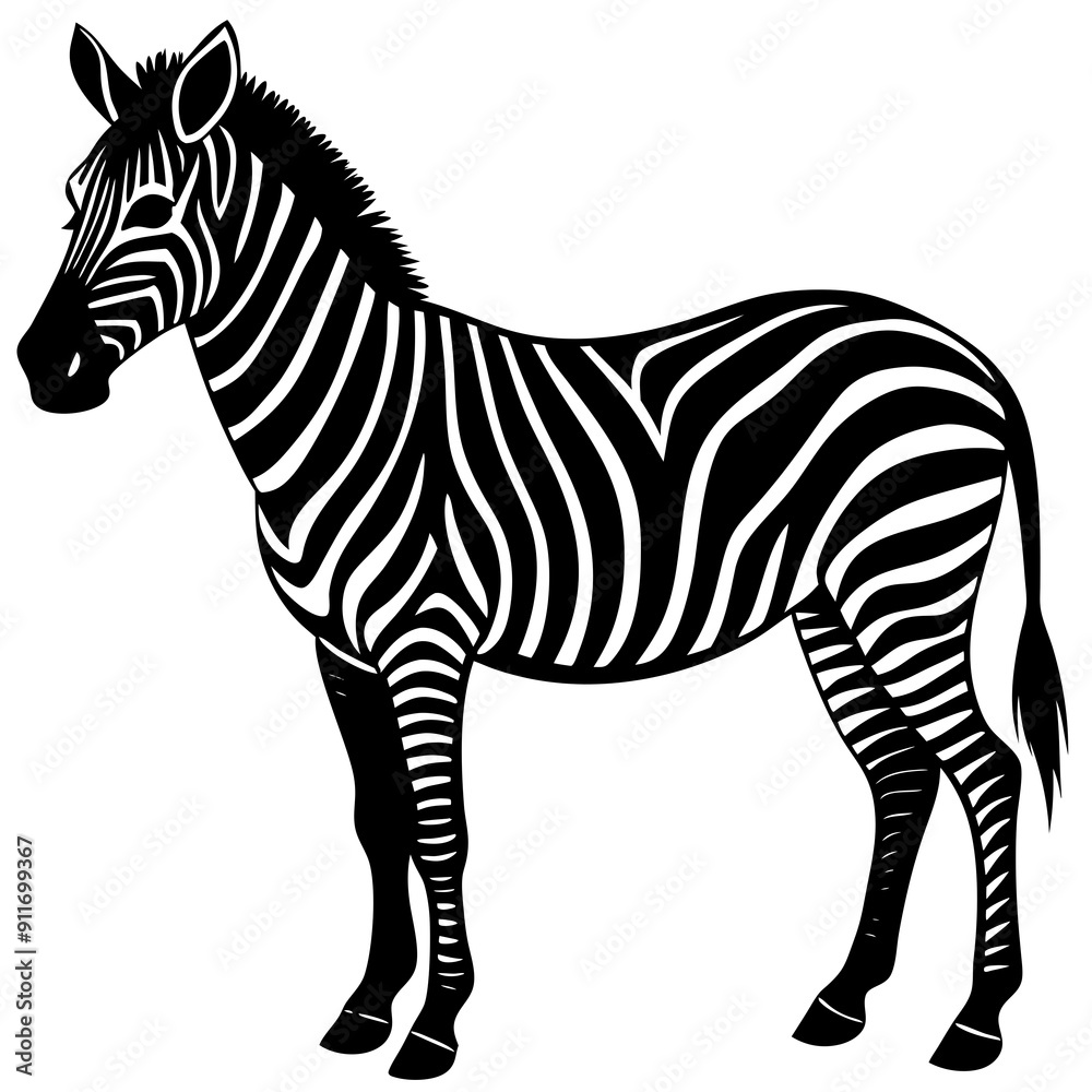 Obraz premium Zebra vector silhouette on white background