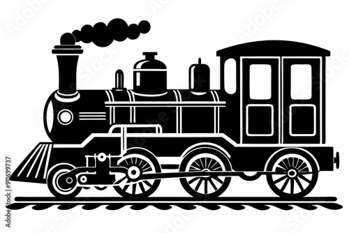 Vintage steam train silhouette, Retro train. Vector illustration
