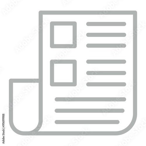 Newspaper Vector Line Grey Icon Design