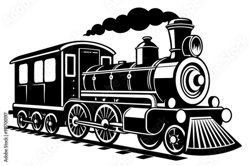 Vintage steam train silhouette, Retro train. Vector illustration
