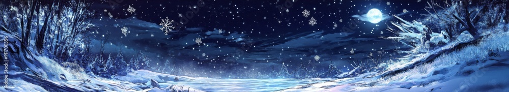 Winter's Solace: A High-Definition Hand-Rendered Image Capturing the Tranquil Beauty of Snowflakes on a Peaceful Night, Embracing the Season's Enchantment Under the Moonlight and Serene Chill. Winter's Solace: A High-Definition Hand-Rendered Image Capturing the Tranquil Beauty of Snowflakes on a Peaceful Night, Embracing the Season's Enchantment Under the Moonlight and Serene Chill.