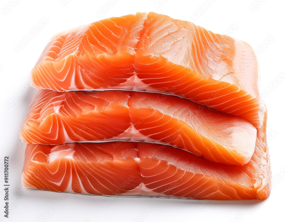 Stack of salmon fish isolated on white background Stack of salmon fish isolated on white background