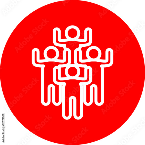 Political Rally Vector Line White Circle Red