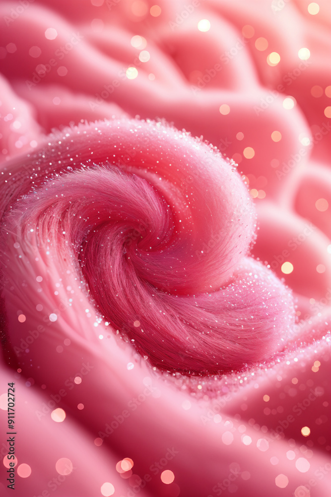 Close-up of a pink, fluffy substance with a swirling pattern, possibly a piece of fabric or a soft material, set against a blurred background that appears to be a darker shade of pink. Close-up of a pink, fluffy substance with a swirling pattern, possibly a piece of fabric or a soft material, set against a blurred background that appears to be a darker shade of pink.