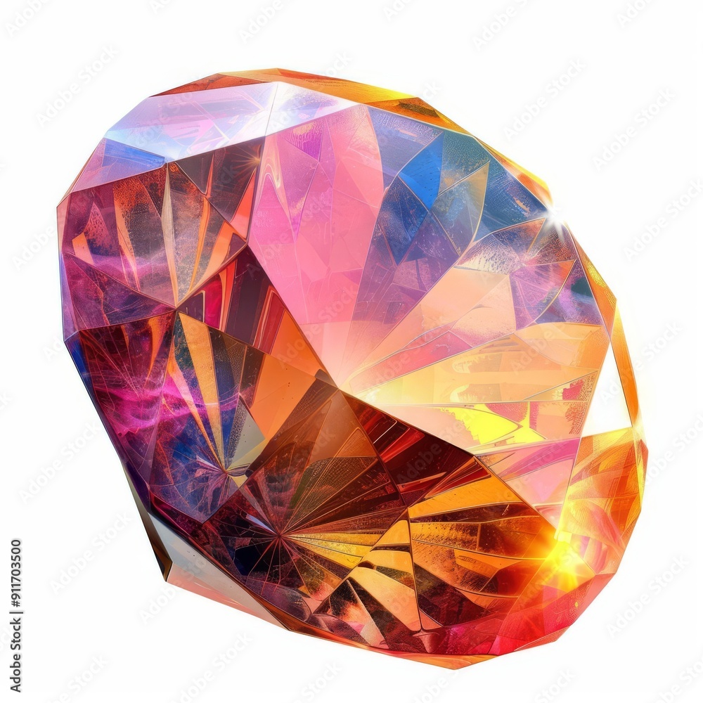 Sparkling gemstone, radiant glow, intricate facets, digital art, isolated on white background Sparkling gemstone, radiant glow, intricate facets, digital art, isolated on white background