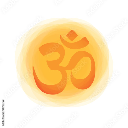 Om or Aum Indian sacred sound. The symbol of the divine triad of Brahma, Vishnu and Shiva. The sign of the ancient mantra. Om symbol sign on white background. Sun Sunburst