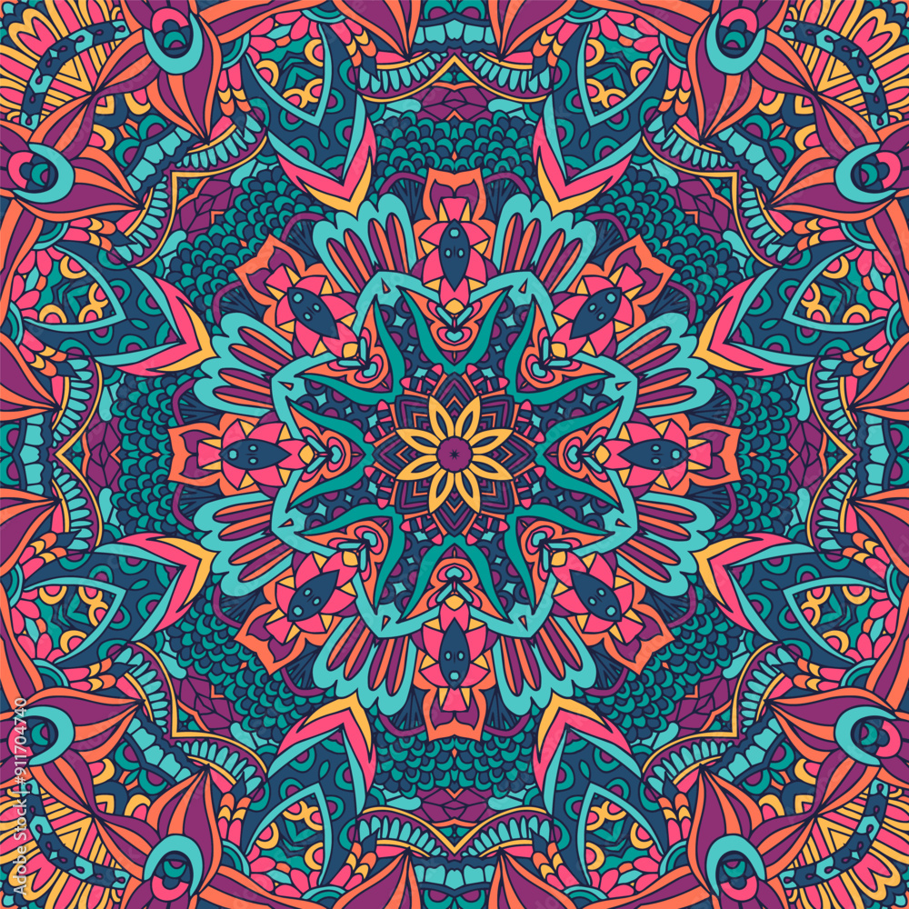 Abstract geometric damask seamless pattern ornamental. Textile ethnic vintage print vector floral mandala Abstract geometric damask seamless pattern ornamental. Textile ethnic vintage print vector floral mandala