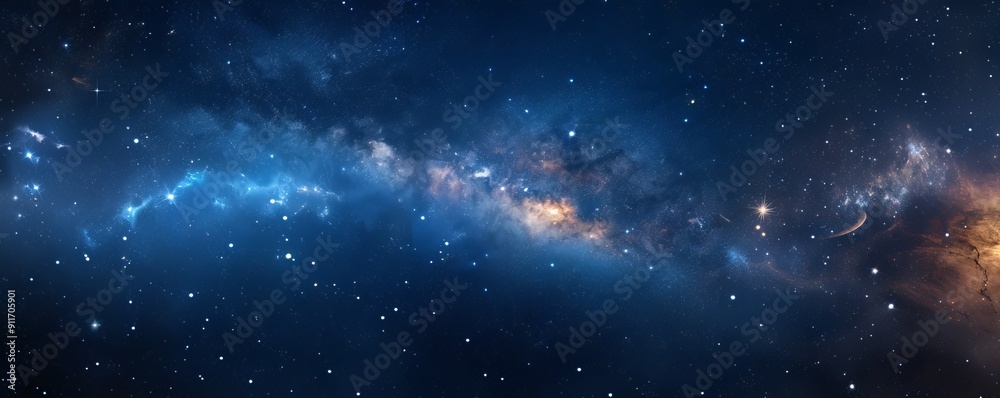 Naklejka premium Celestial Symphony: Starry Night Sky, 4K hyperrealistic photo