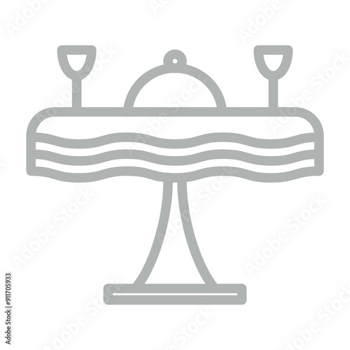 Dinning Table Vector Line Grey Icon Design