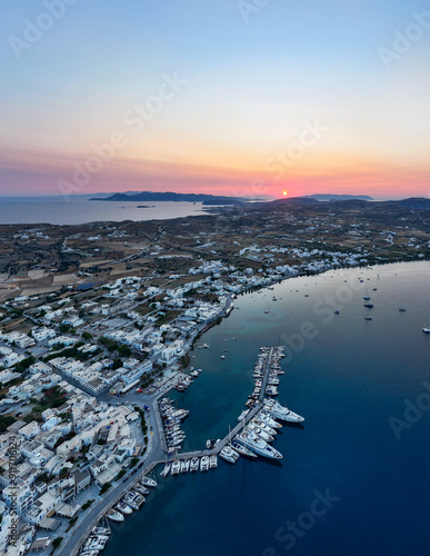 Aerial view of Adamantas in Milos, Greece