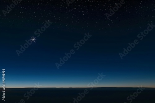 A minimalist representation of a single star in the night sky, with a soft gradient from deep blue to black. Evoking wonder and serenity.