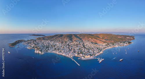 view of the island of Spetses in Greece