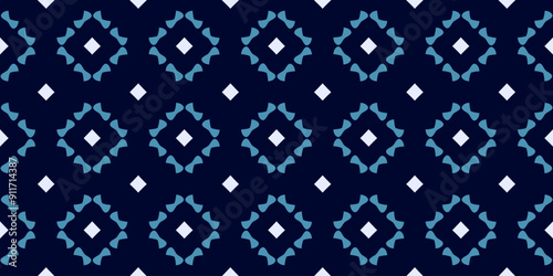 Lozenge pattern repeating squares continuous background. Abstract diamond texture elegant geometric motif shades of blue. Modern fabric design textile swatch allover print block. Vector graphic.